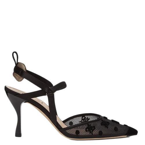 FENDI/芬迪      女士黑色網(wǎng)眼和FF Karligraphy高跟露跟鞋8J8242AHH5F0MQ0