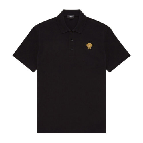 VERSACE/范思哲 男士純色棉質(zhì)經(jīng)典美杜莎頭像刺繡翻領(lǐng)短袖上衣T恤POLO衫 A87427-A237141 多色可選
