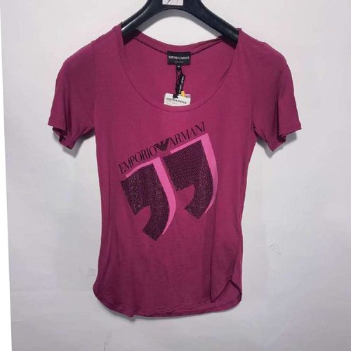 Emporio Armani/安普里奧阿瑪尼 紫紅色女士短袖T恤(瑕疵折扣）