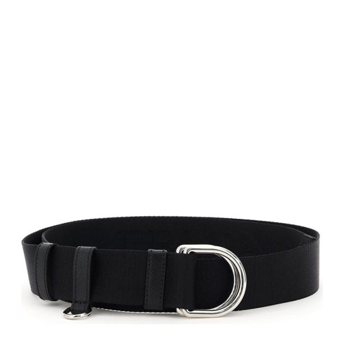 PRADA/普拉達(dá) 女士黑色徽標(biāo)黑色配小袋皮革腰帶皮帶 1CN073-2DMN-F0002