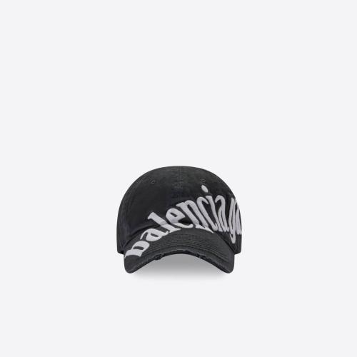  BALENCIAGA巴黎世家 22年春夏 男士 帽子 Men's Diagonal Cap  in Black 680738410B21077