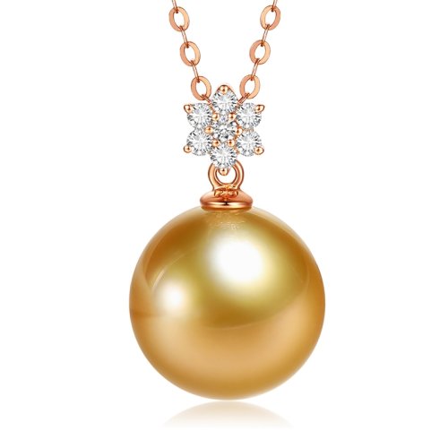 SANDYRILLA/仙蒂瑞拉 18K金鉆石12-13mm南洋金珍珠吊墜