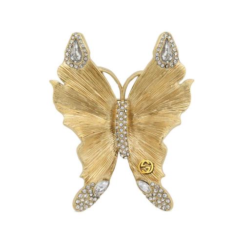  GUCCI古馳 22年秋冬 女士 水晶互扣式雙G 2D蝴蝶胸針 716447 J1D50 8031