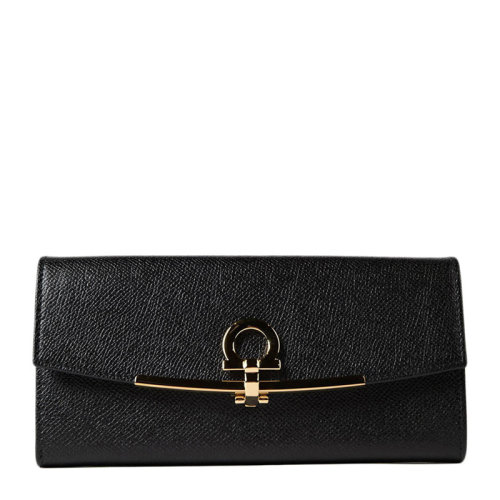 Salvatore Ferragamo/菲拉格慕 女士黑色皮質(zhì)手拿包錢包女包 22-D150-683312（99新未使用）