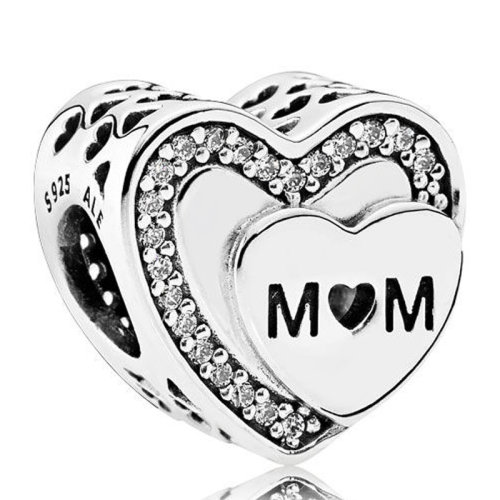 PANDORA/潘多拉 女士銀色925銀心形DIY手鏈珠子串飾串珠 792070CZ