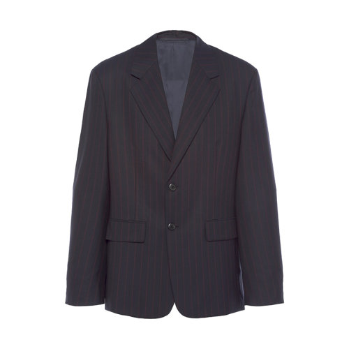 PRADA/普拉達(dá) 22年早春新款 男士藍(lán)色單排扣細(xì)條紋羊毛西裝外套UGM169_10D9_F0008_S_221