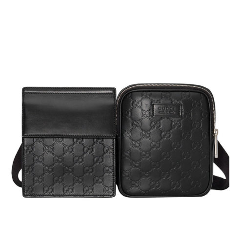 GUCCI/古馳 男包 經(jīng)典雙G 男士黑色牛皮腰包 495450DMTBN1000