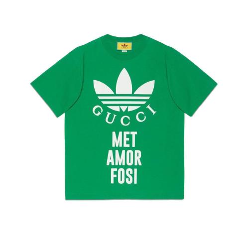  GUCCI古馳 22年秋冬 男士 adidas x Gucci聯(lián)名系列針織棉T恤 616036 XJEW3 3129