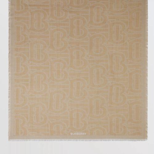  BURBERRY 22年秋冬 女士 專屬標(biāo)識(shí)圖案絲毛混紡輕盈提花圍巾 80490201