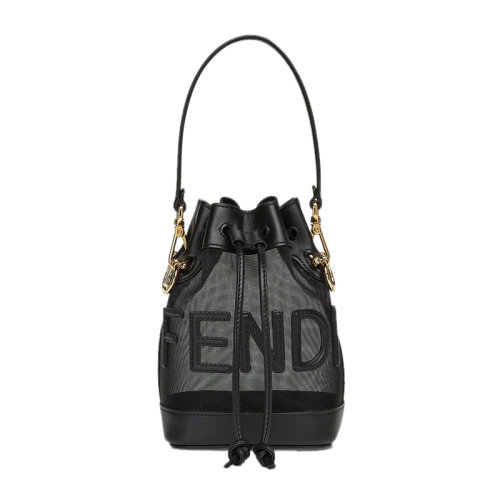 FENDI/芬迪 女士黑色皮革網(wǎng)眼手提包女包 8BS010-AAYS-F0KUR