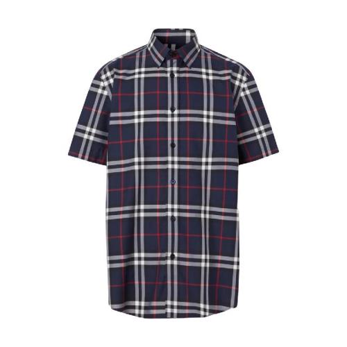  BURBERRY 22年秋冬 男士 短袖格紋棉府綢襯衫 80208721 預(yù)定商品1-3周發(fā)貨