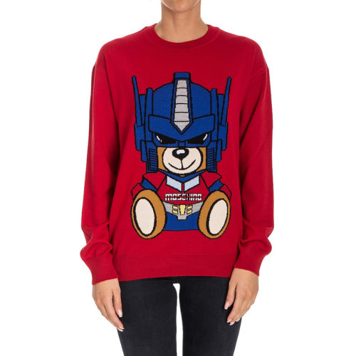 MOSCHINO/莫斯奇諾 女裝 服裝 羊毛機(jī)器人圖案長袖寬松 女士針織衫/毛衣 V09185501