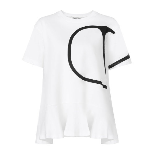 Valentino/華倫天奴 白色/黑色 女士VLOGO短袖T恤 TB3MG03T586A01 2020早春