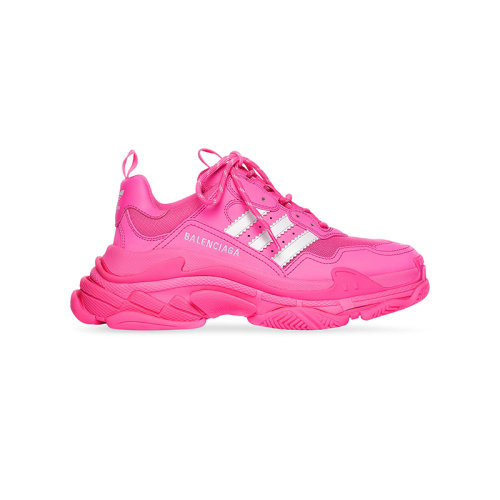 Balenciaga/巴黎世家 22年秋冬新款 ADIDAS聯(lián)名TRIPLE S系列 女士熒光粉色/白色雙層泡沫和網(wǎng)布運動鞋712764W2ZB65590