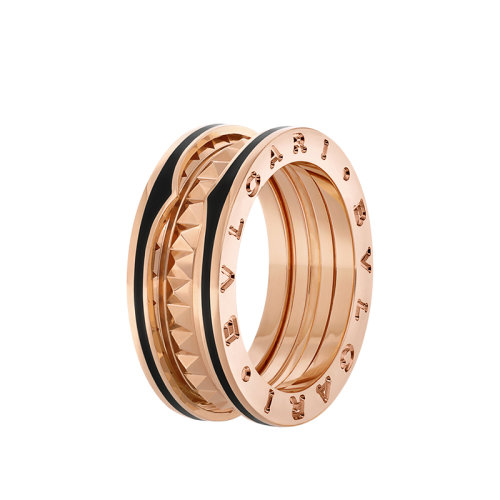 BVLGARI/寶格麗 B.ZERO1系列 玫瑰金嵌入黑陶瓷兩排搖滾戒指  戒指/指環(huán)  357996