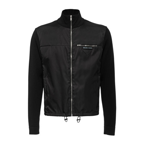 PRADA/普拉達 男裝 服裝 黑色logo標(biāo)識高領(lǐng)外套 男士夾克