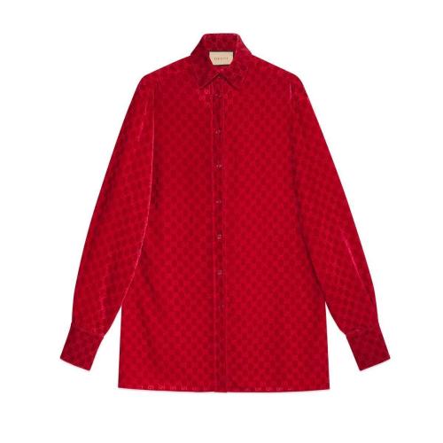  GUCCI古馳 22年秋冬 女士 GG天鵝絨襯衫 664669 ZAHGE 6487