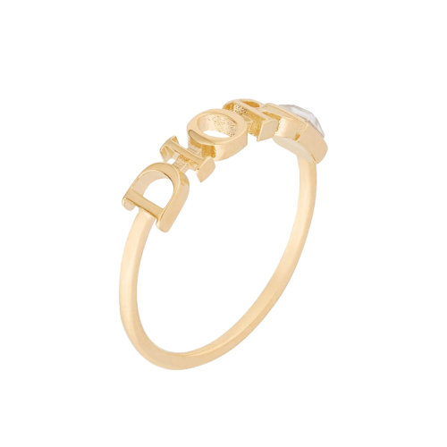 DIOR/迪奧 DIO(R)EVOLUTION系列 女士簡約金色金屬水晶鑲嵌戒指指環(huán)R0798DVOMT_D300