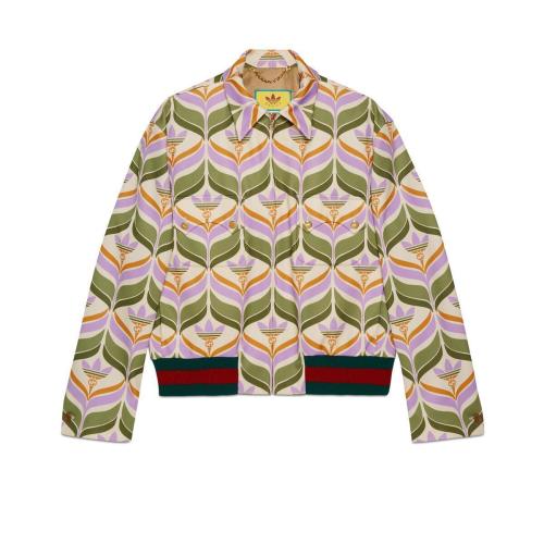  GUCCI古馳 22年秋冬 男士 adidas x Gucci聯(lián)名系列Trefoil印花夾克 691425 ZAJOU 3804