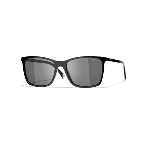 Chanel/香奈兒 22年春夏新款 女士灰色鏡片黑色醋酯纖維鏡框方框太陽(yáng)眼鏡墨鏡A71405X02016S0128