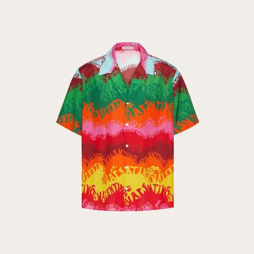  VALENTINO華倫天奴 22年秋冬 男士 短袖襯衫 CHEMISE EN SOIE ET COTON a IMPRIMé VALENTINO