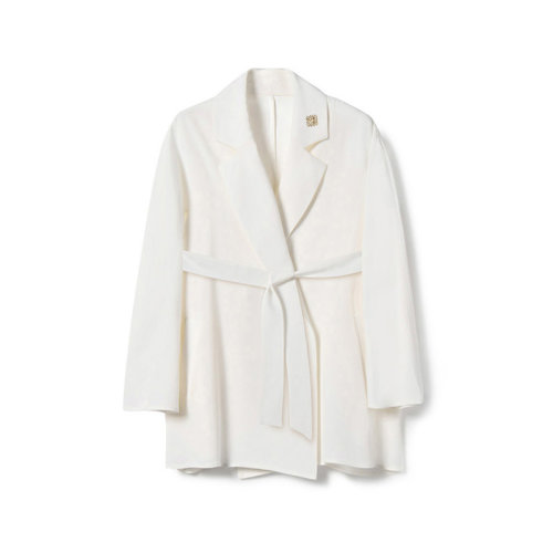 GeleiStory/GeleiStory 秋冬新款絲滑系帶西服領(lǐng)醋酸外套西服防曬衣  女裝＞女士外套＞女士風衣