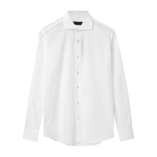 Trussardi/楚莎迪 白色純棉翻領(lǐng)男士長(zhǎng)袖襯衫 長(zhǎng)襯 內(nèi)搭 正裝 上裝