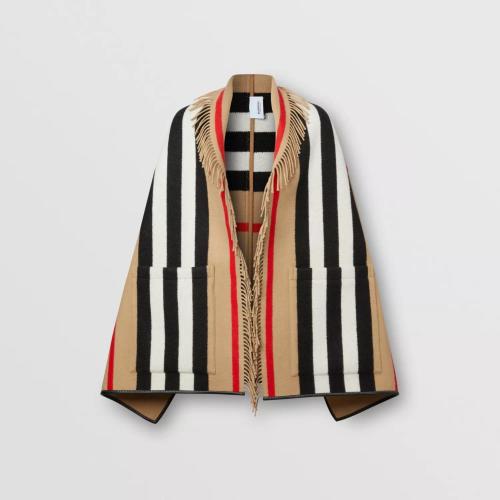  BURBERRY 22年秋冬 女士 標(biāo)志性條紋羊毛混紡提花披肩 80194151 預(yù)定商品1-3周發(fā)貨