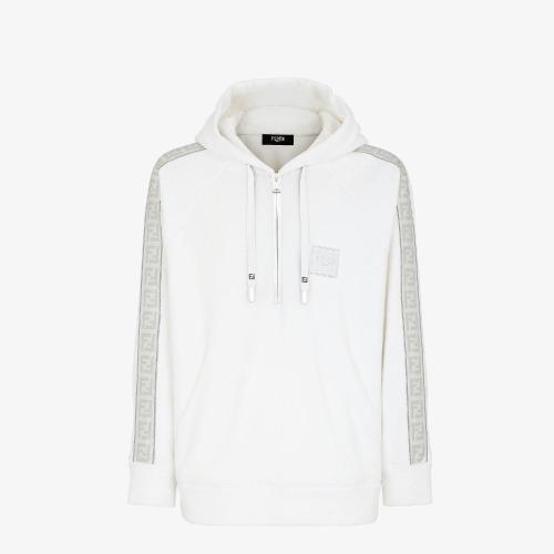  FENDI芬迪 22年春夏 男士 衛(wèi)衣 白色抓絨運(yùn)動(dòng)衫 FAF647AI59F0W42