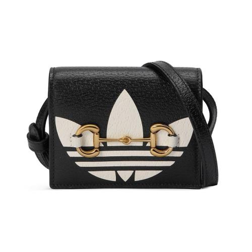  GUCCI古馳 22年秋冬 女士 adidas x Gucci聯(lián)名系列飾馬銜扣卡片夾 702248 DJ24G 1057