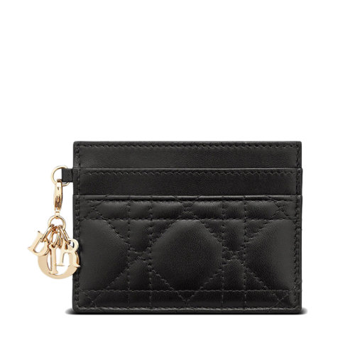 DIOR/迪奧 22春夏新款LADY DIOR系列 女士黑色藤格紋羊皮革5個卡槽卡包卡片夾S0974ONMJ_M900