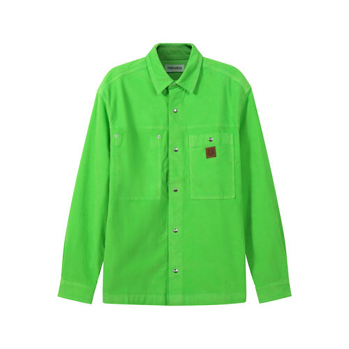 KENZO/高田賢三【22春夏新款】男士棉質(zhì)寬松版長(zhǎng)袖襯衫外套小虎頭貼飾 5CH515 9CA