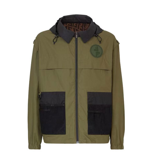 FENDI/芬迪 男裝 時(shí)尚百搭 男士 混色棉質(zhì)雙面穿連帽夾克外套 FAA829AGBUF1DO7 HJH0012BC