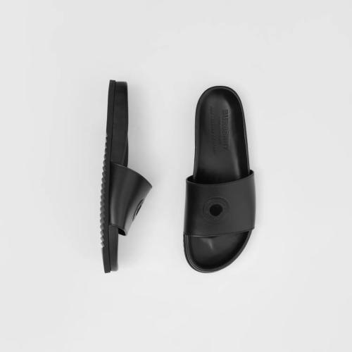  BURBERRY 22年秋冬 男士 徽標(biāo)圖案壓花皮革拖鞋 80561771