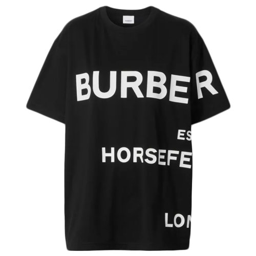 BURBERRY/博柏利 男士黑白色Horseferry 印花棉質(zhì)寬松 T 恤衫80406941