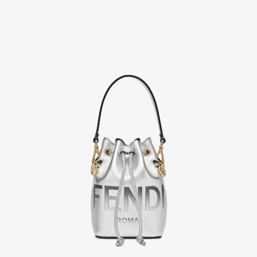  FENDI芬迪 22年秋冬 女士 手提包 銀色皮革迷你手袋 8BS010AK61F0RXT