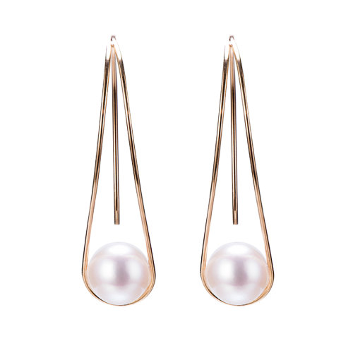 GeleiStory/GeleiStory 真我系列18K金AKOYA海珠幾何圖形長(zhǎng)款耳釘