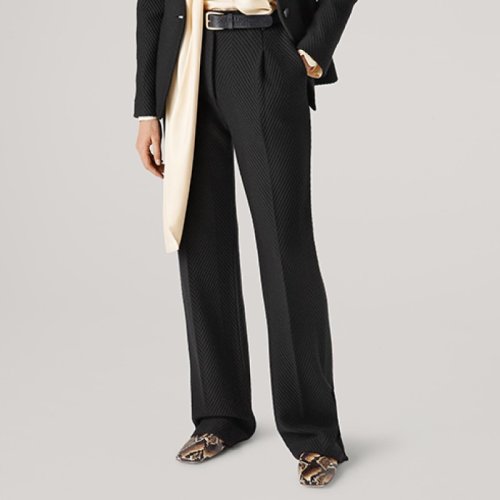 St.John/盛薔人字紋羊毛直筒針織西裝長褲女士休閑褲K8110A1