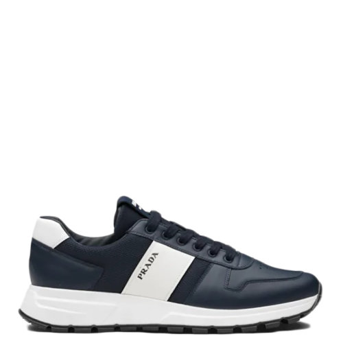 PRADA/普拉達(dá) PRAX 01系列 男士波羅的海藍(lán)/白色網(wǎng)眼織物和皮革運(yùn)動(dòng)鞋4E3571_3L3F_F0I33_F_G000