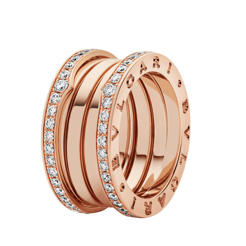 BVLGARI/寶格麗  B.ZERO1系列 18k金玫瑰金四排邊緣鑲有密釘鉆石戒指349340