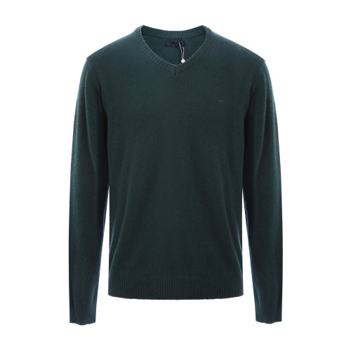 主推 Trussardi/楚莎迪 羊毛深綠色圓領(lǐng)/V領(lǐng)男士羊毛衫 男士針織衫/毛衣 針織內(nèi)搭