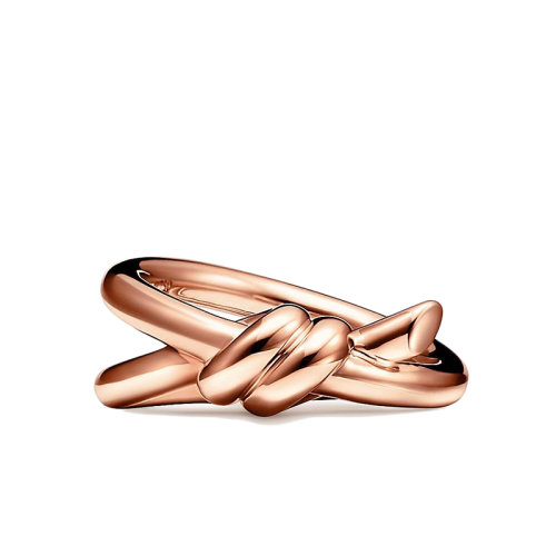Tiffany & Co./蒂芙尼 22春夏新款N?ud系列 18K金玫瑰金雙行繩結(jié)戒指GRP11997