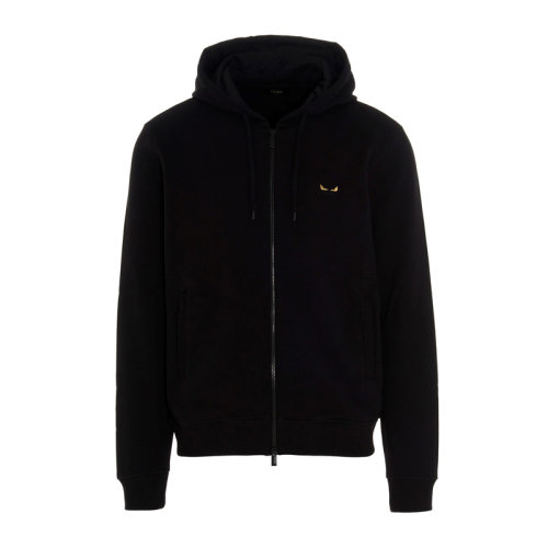 FENDI/芬迪 男士 服裝 黑色拉鏈連帽抽繩棉質(zhì)外套 男士夾克