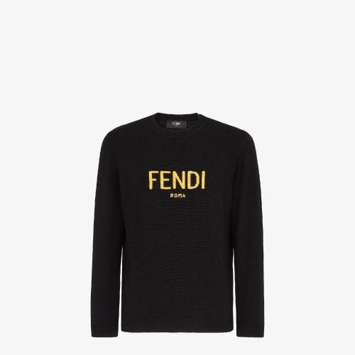  FENDI芬迪 22年秋冬 男士 針織衫 黑色羊絨毛衣 FZY130AE3WF13HJ