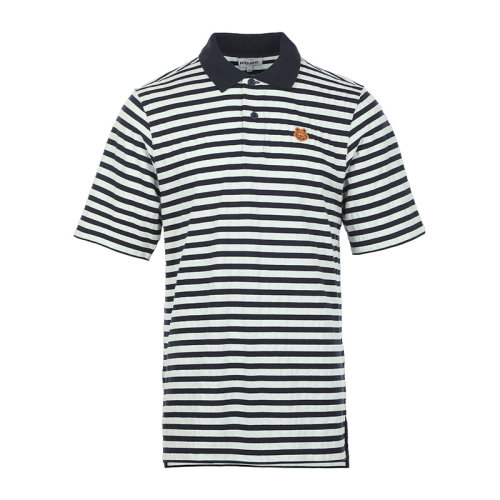 KENZO/高田賢三22春夏虎頭微標(biāo)條紋短袖T恤男士短POLO衫FC55PO511