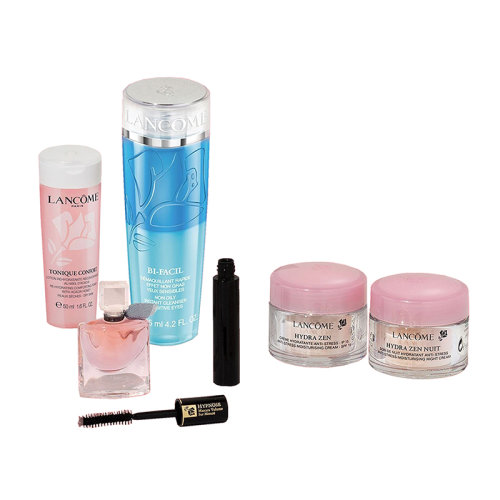 Lancome/蘭蔻2021圣誕限量套裝6件套 眼部卸妝水125ml+粉水50ml+香水4ml+日霜15ml+晚霜15ml+睫毛膏2ml