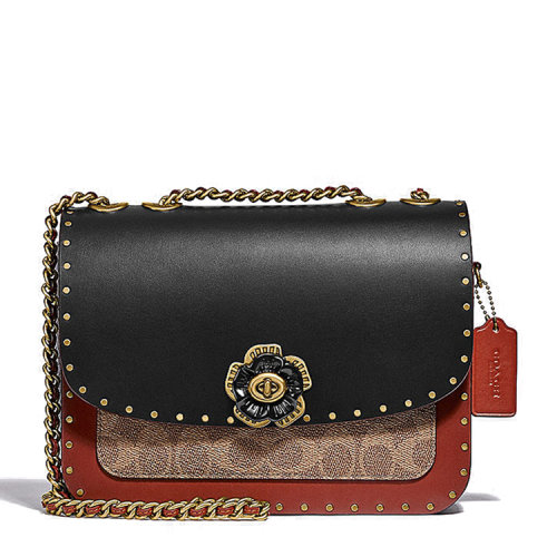 COACH/蔻馳 經(jīng)典標(biāo)志小牛皮 帆布 蛇皮革MADISON單肩包C3758