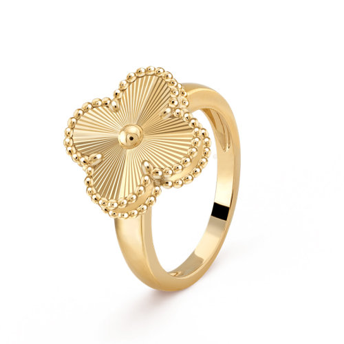 Van Cleef & Arpels/梵克雅寶  經(jīng)典Vintage Alhambra系列 18K金黃金拉絲四葉草戒指 VCARP6I300