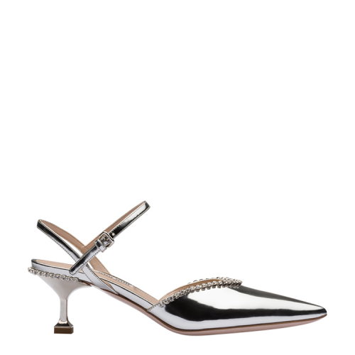 MiuMiu/繆繆 銀色 女士仿水晶裝飾金屬皮革高跟涼鞋 5I957C_H4F_F0118_F_055