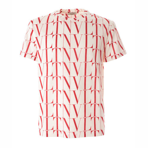  Valentino/華倫天奴  男裝男士白紅拼色棉質(zhì)時(shí)尚簡約VLTN字母印花短袖T恤  WV3MG08J6PE A33